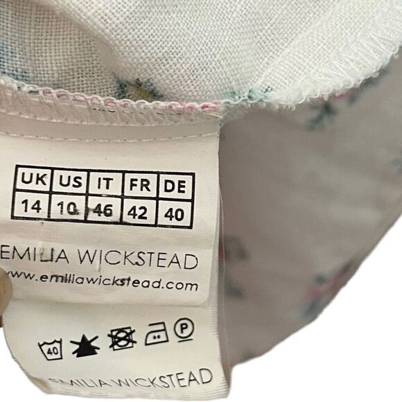 Emilia Wickstead Kirk Dress Linen Mini Floral A Line White Women’s Size 10 - Picture 9 of 14